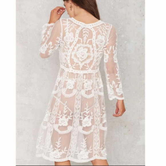 Lace Beach Sheer Bikini Swimsuit Coverup Dress NWT - Picture 4 of 7